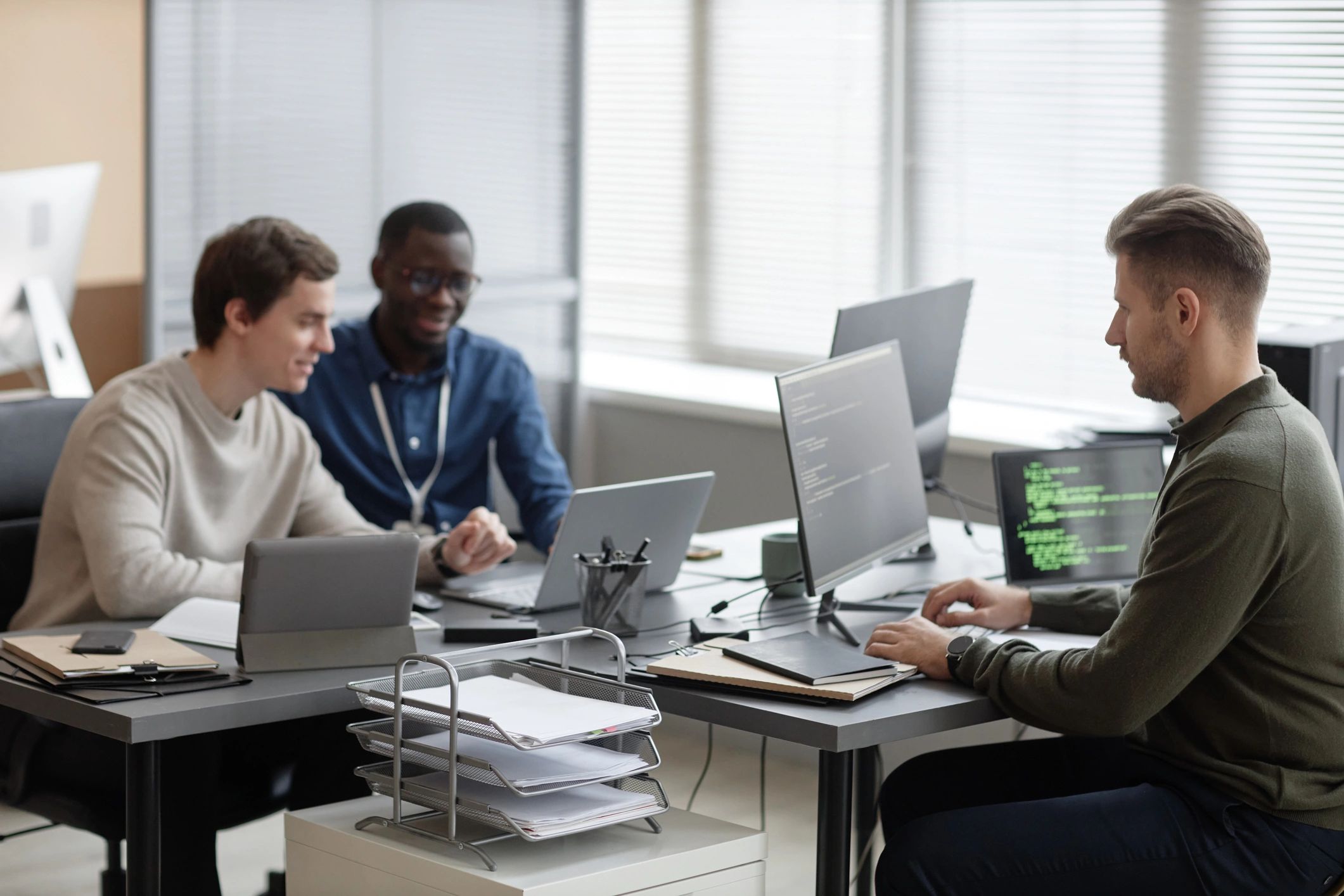 IT team working in a cybersecurity operations office